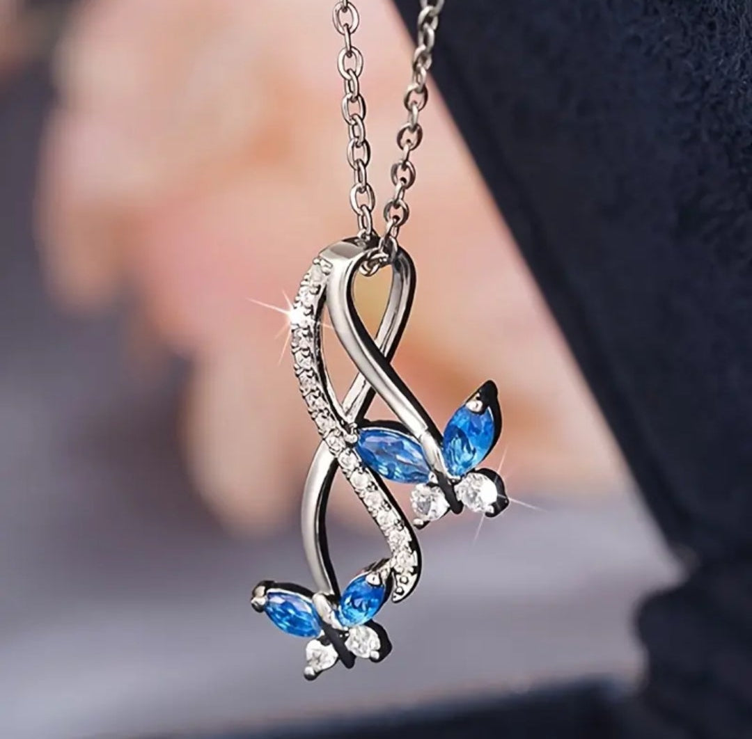 Elegant Twin Butterflies Infinity Pendant Necklace for Women - FDJO18