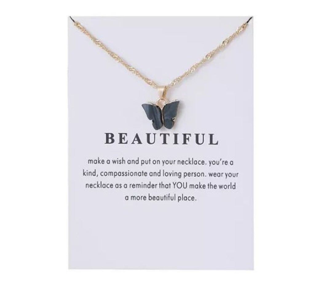 Black Butterfly Pendant Necklace